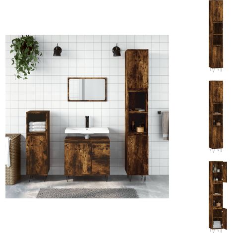 Badezimmerwaschtische - Living Badschrank Räuchereiche 30x30x190 cm Holzwerkstoff (1/5)