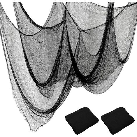 2 Pieces Scary Fabric Decorative Fabric Cotton Gauze Net Black Window Wall House Outdoor Party Decoration 76 x 230 cm (1/5)