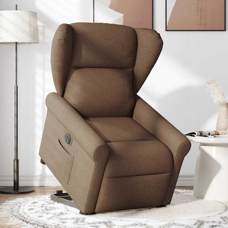 Fauteuil de Salon，Chaise，Fauteuil inclinable électrique marron tissu CFW881797 (1/5)
