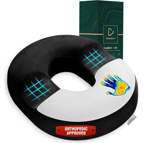 Coussin Coccyx Coussin de Chaise en Mousse à Mémoire Coussin Hemorrhoid Soutien du Coccyx et Réduction de la Pression pour Hémorroïdes Sciatique Grossesse Post Partum Voiture Fauteuil (1/5)