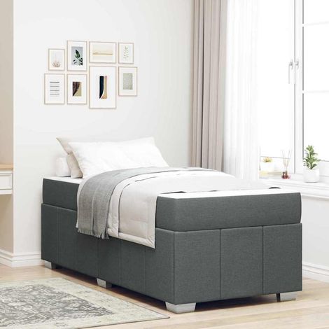 vidaXL Bettrahmen mit Matratze Dunkelgrau 90 x 200 cm Stoff (1/5)