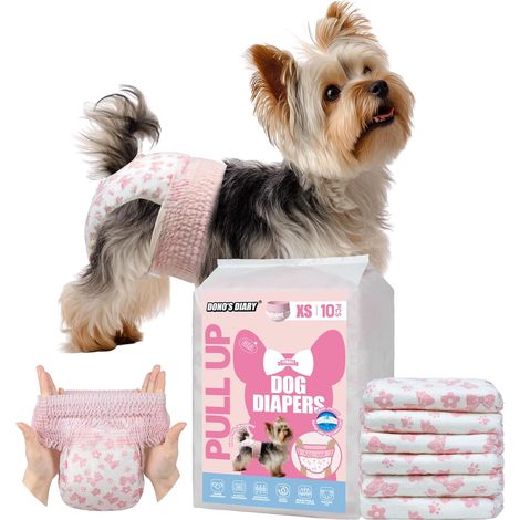 Couche Chien Femelle jetables, 10 pièces, Couche pour Chien Femelle Chaleur, Couche pour Chat, Culottes pour Chiens, Super absorbantes, Incontinence, XS (20-38 cm) (1/5)