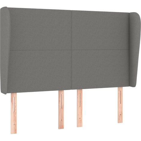 Testiera letto complemento arredo camera con bordo laterale 147 x 23 x 118/128 cm tessuto grigio scuro TDL0205003