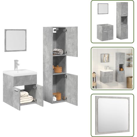 Ensemble de meubles de salle de bain 3 pcs gris béton - Ensemble De Meubles De Salle De Bain - Ensembles De Meubles De Salle De Bain - Armoire De Salle De Bain - Armoire De Rangement De Salle De Bain (1/5)