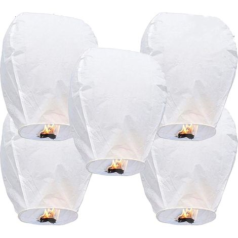 Set di 5 lanterne cinesi da rilasciare come ricordo, design resistente, lanterne galleggianti per uso esterno, decorazione per feste, compleanno, Eid