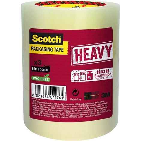 Lot de 3 rubans Scotch adhésif d'emballage haute résistance heavy brun foncé ou transparent 50mmx50m - Couleur: Havane (brun foncé) (1/4)