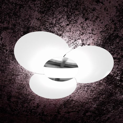 CLOVER APPLIQUE PLAFONIERA D100 CM 6 LUCI ATTACCO E27 IN METALLO E VETRO CON DECORO CENTRALE CALAMITATO CROMO