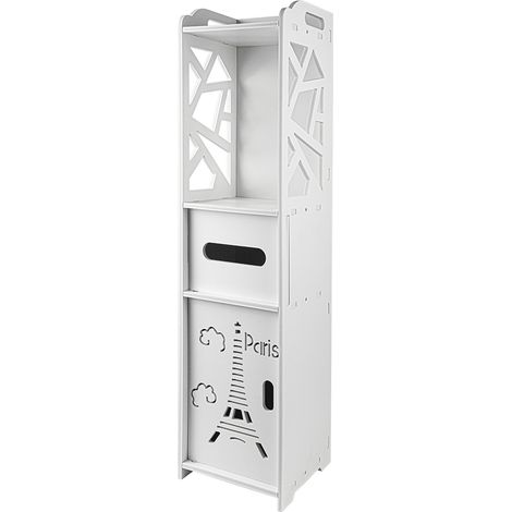 Skecten Armario de Suelo para Baño,Estanterías de baño, con Soporte para Papel Higiénico, Armario para baño, Blanco