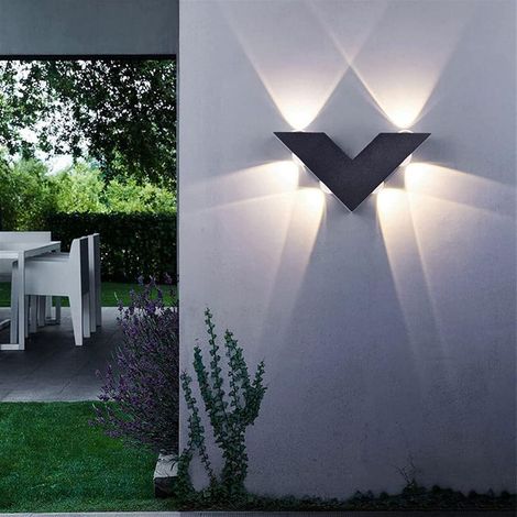 Applique murale étanche extérieure lumière LED Villa parc cour porche applique éclairage décoratif Facile à installer( Black 6W,Warm White)