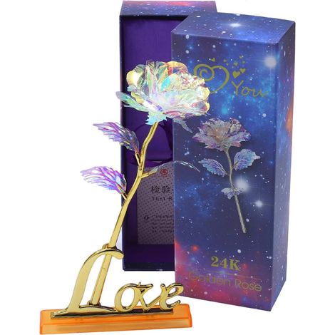 Roses artificielles galaxie, fleurs idéales pour la Saint-Valentin, la fête des mères, Thanksgiving, un anniversaire, un mariage, des cadeaux, des centres de table et des décorations de fête (colorées (1/5)