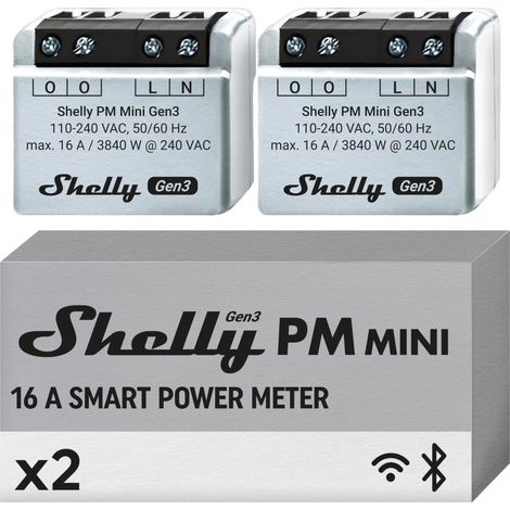 Shelly PM Mini Gen3 dispositif mesure énergie gris compact