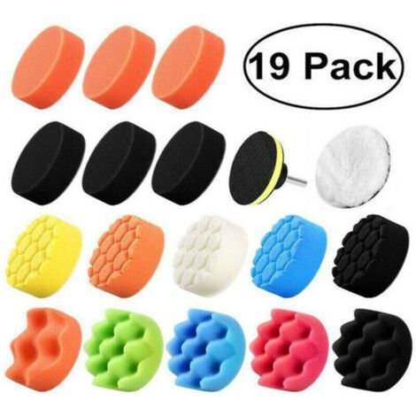 19pcs 80mm Polishing Pad Polishing Sponge Sponge Polish Kit for with M10 Drill Bit for Car Sanding Polishing for RO/DA Dual Action Polisher Polishing (1/5)
