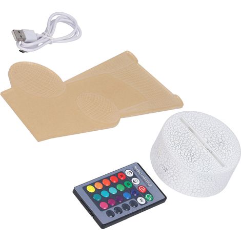 Veilleuse 3D tactile 16 couleurs avec télécommande, gradation ajustable, 4 modes de changement, jouet cadeau musical, modèle KX-352 fissuré (sans piles, télécommande avec piles intégrées, certifié) (1/5)
