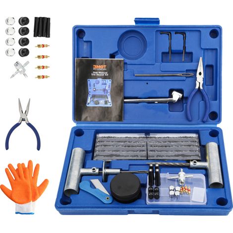 Hengda – Kit de réparation de pneus 73 pièces – Outils ergonomiques pour voitures, motos, camions – Caoutchouc auto-vulcanisant durable (1/5)