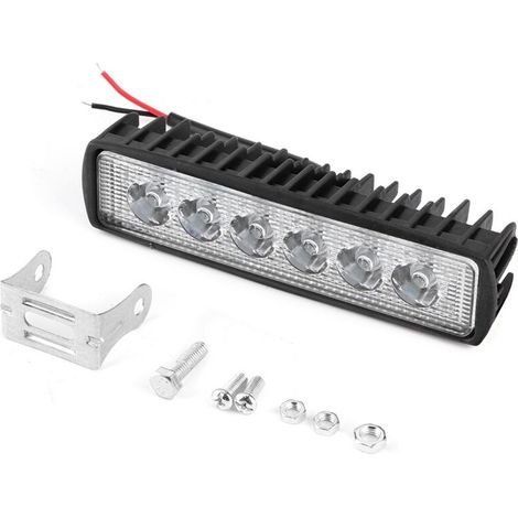 Barra de luces antiniebla LED con 6 diodos, 18W, 800 lm – Compatible con motocicletas, 4x4, automóviles y camiones – Fácil instalación