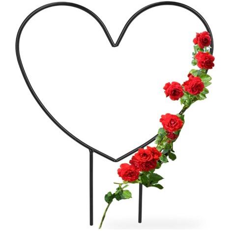 Ede 2 supports pour plantes d'intérieur en forme de cœur, 32 x 25 x 0,5 cm (H x L x P), forme annulaire, noir (1/4)