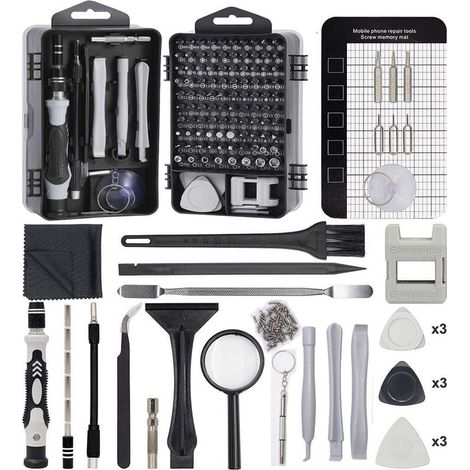 Tournevis de Précision Outil Réparation Magnétique 136 en 1 Kit de Réparation Professionnels pour équipement électronique
