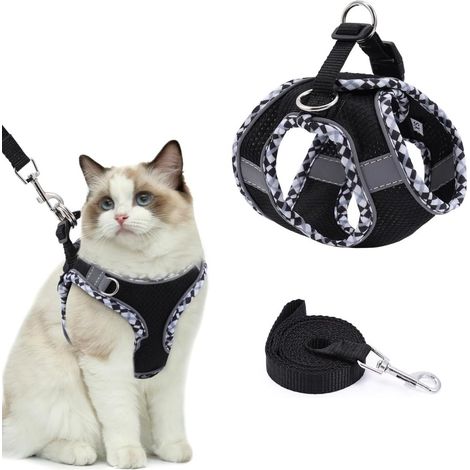 Harnais réglable pour chien et chat avec laisse, réfléchissant et doux, maintien sûr, XXS (1/5)