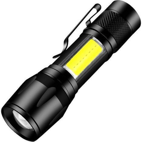 Mini Torch, Adjustable Zoom Torch, LED Torch with Clip, Waterproof Aluminum USB Rechargeable Torch (1/5)