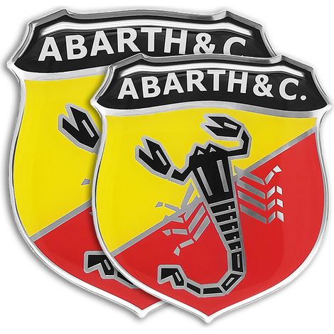 Adesivo Abarth 3D Vintage Ricambio Logo per 500 - Confezione: ANTERIORE + POSTERIORE