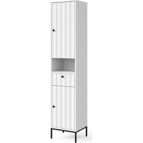 Armario de baño Eliza, Ondulación blanca, 40 x 190 cm con 2 puertas, Vicco (1/5)