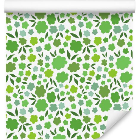 Papel pintado Clover en tonos menta y verde para salón y dormitorio, 50x1000 cm. (1/5)