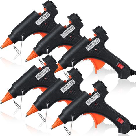 Lot de 6 mini pistolets à colle thermofusible à basse température avec protection contre les brûlures, préchauffage rapide et déclencheur facile à presser pour l'école, les projets de classe (1/5)