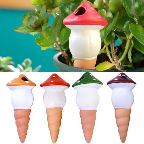 Lot de 4 Arrosage Bouteille, Cône D'arrosage pour Plantes en Terre Cuite, Systeme de l'eau Automatique Piquets d'irrigation Goutte À Goutte pour Plantes d'intérieur d'extérieur en Vacances1 (1/5)