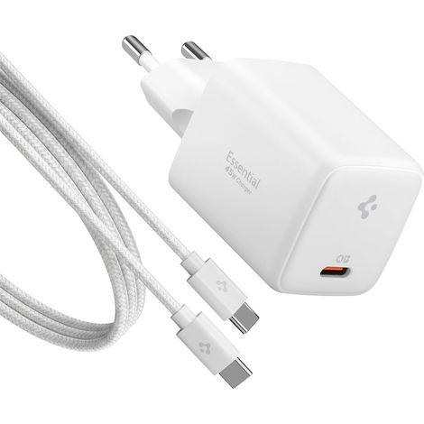 ArcStation Essential GaN 45W Chargeur USB C Rapide 1 Ports Adaptateur [Câble E-Marker 100W] PD 3.0 pour iPhone 17 16 15 Pro Max 17e, Samsung Galaxy S26 S25 Ultra Plus, Pixel 10 9 10a 9a - Blanc (1/5)