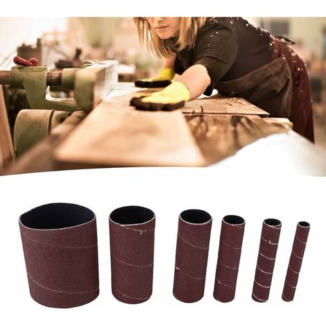 6Pcs Manchons de Papier de Verre, 120 Manchons de Ponçage de Papier de Verre de Broche de Grain Long Anneau de Papier de Verre de Tube - 4,5 Pouces de Long (1/5)