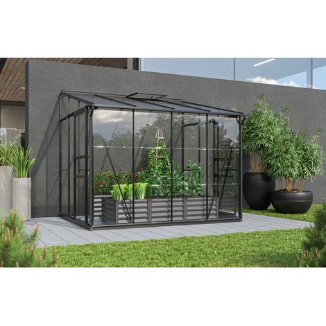 Vitavia Anlehn-Gewächshaus "Osiris 5200", schwarz, 5,2 m², 3 mm ESG, 6 mm HKP (1/5)