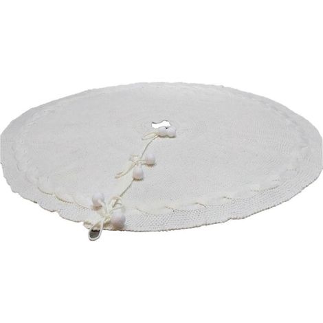 Jupe de sapin de Noël de 122 cm (48 pouces), grande jupe de sapin ronde pour sapin de Noël de 1,8 à 2,4 m (6 à 8 pieds), décoration blanche (1/5)