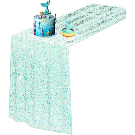 Chemin de table scintillant, nappe à paillettes pour cérémonies de mariage et décoration de table de réception, vert courge B (1/5)