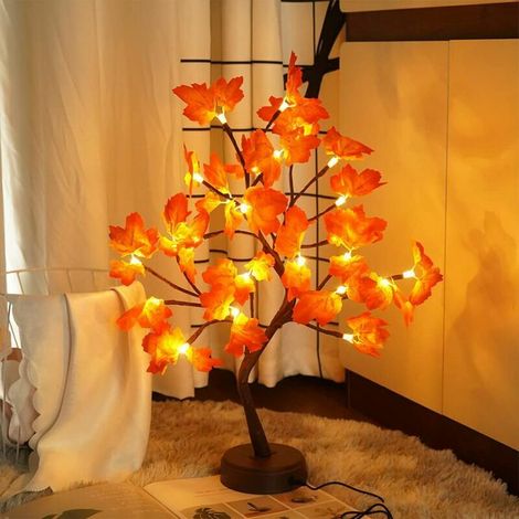 Arbre Artificiel à 24 LED en érable 55 cm, Lumineuse Artificielle en érable 24 LED, Arbres de Lumineux Blanc Chaud USB, Éclairée D érable Bonsaï Lumière pour Noël, Fête de Mariage， BLOW (1/5)