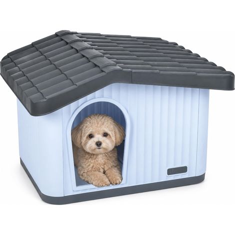 Maison pour Chat Imperméable avec Toit Incliné Niche Extérieur Intérieur avec Aération et Pieds Antidérapants 60x51x41cm Abri Confortable pour Chat Chien et Lapin Blanc (1/5)