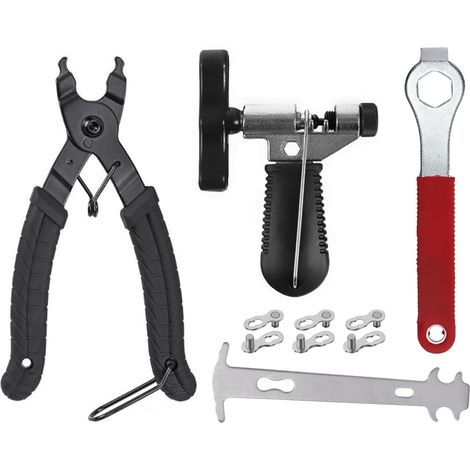 Ensemble d'outils pour riveteuse de chaîne de vélo, Riveteuse de chaîne ADEFOL Testeur de chaîne Pinces à chaîne 3 paires de chaînes de vélo, Pinces pour maillons de chaîne Kit de réparation de (1/5)