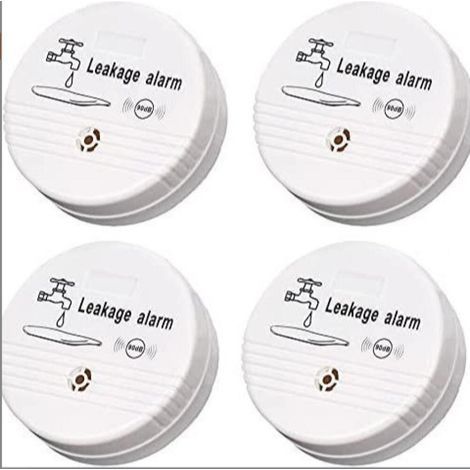 (Expédié sans Batterie, Lot De 4) Capteur D'alarme De Fuite d'eau, Alerte De Fuite À Piles, Détecteur d'eau 90dB pour sousSols, Salles De Bains, Buanderies, Cuisines, Garages Et Zones De Bureau. (1/5)