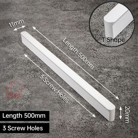 (T-500 mm, lot de 2) Poignées de meuble blanches en alliage d'aluminium, accessoires de quincaillerie (1/3)