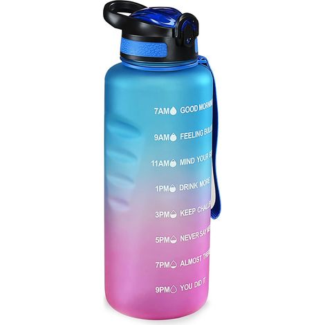 Gourde de 1,5 litre, sans BPA, grande gourde de sport de 1500 ml avec paille et affichage de l'heure, l'accessoire idéal pour le sport, le fitness, la course à pied et la randonnée - compatible lave-v (1/5)