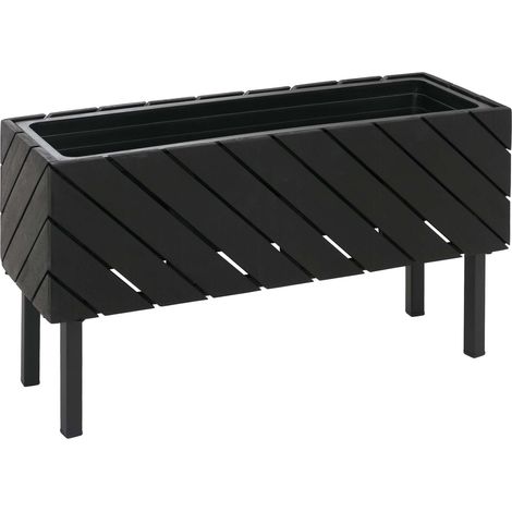 [NEUWERTIG] Pflanzkasten MVG-P87, Blumen-/Pflanzkübel Blumenkasten, In-/Outdoor Akazie Holz MVG-zertifiziert 36x62x22cm schwarz