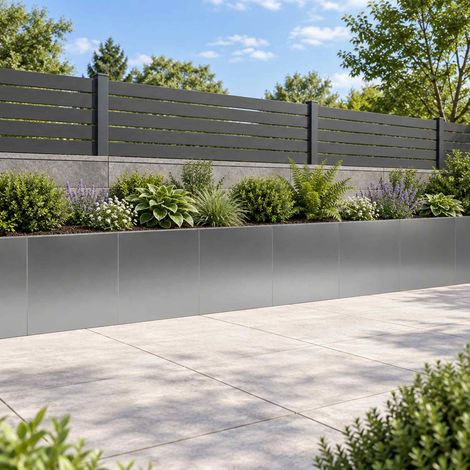vidaXL Retaining Wall 6 pcs 40 x 12 x 30 cm Galvanised Steel Silver (1/5)