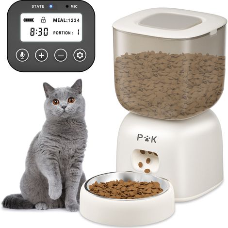 PUPPY KITTY 3 L Futterautomat, weiß Automatischer Katzenfutterspender, individuelles Fütterungsprogramm, 10-sekündige Sprachaufzeichnung