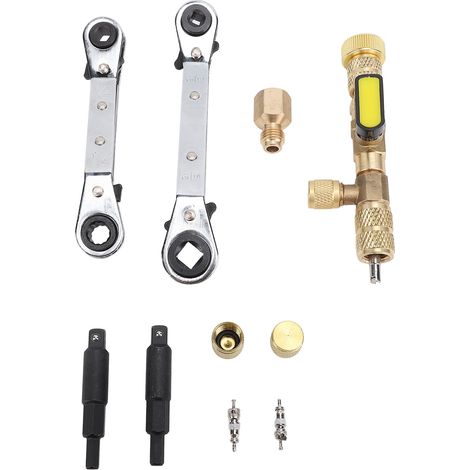 Outil de retrait de noyau de Valve avec installateur de ports SAE double taille 1/4 pouces et 5/16 pouces pour système AC R22 R12 R407 R410 R404 R32, ensemble de 36 pièces (1/5)