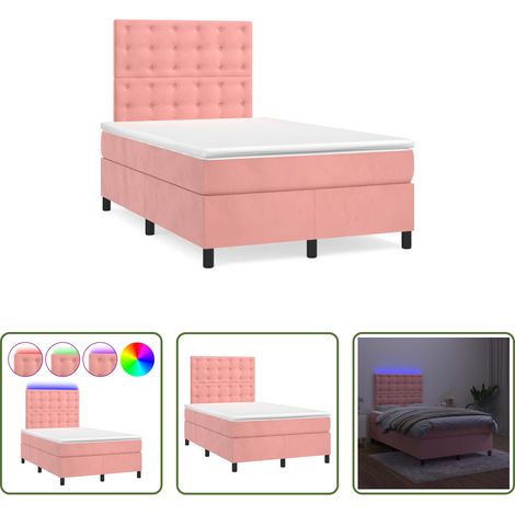 Matratze - Boxspringbett mit Matratze & LED Rosa 120x190 cm Samt (1/5)