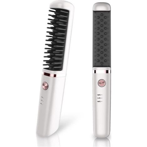 (Couleur : Blanc) Peigne à air chaud sans fil, brosse électrique sans fil (1/5)