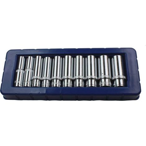 US PRO 3237 3237-Set di Chiavi a Bussola Profonde da 3/8'' da 10 a 19 mm, Blu