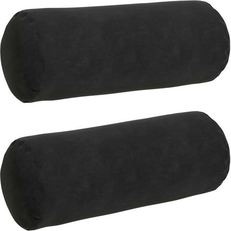 Coussins décoratifs, lot de 2, noirs, 15 x 40 cm de diamètre (1/5)