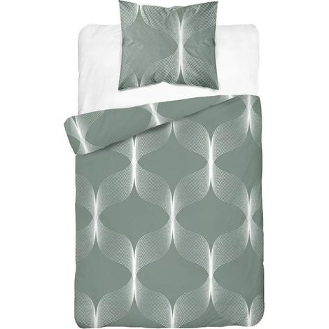 Ropa de cama de algodón 140x200 Mosaico geométrico menta (1/3)