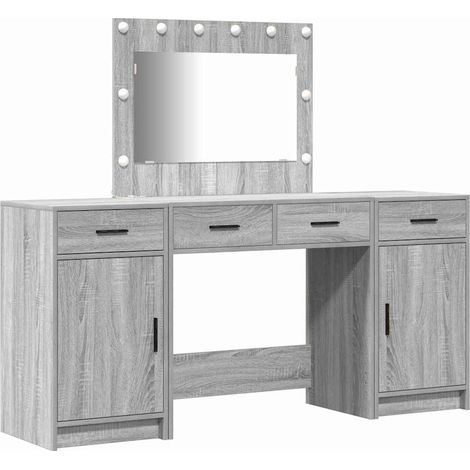 Maison Exclusive - Schminktisch mit Spiegelbeleuchtung 3 pcs Grau