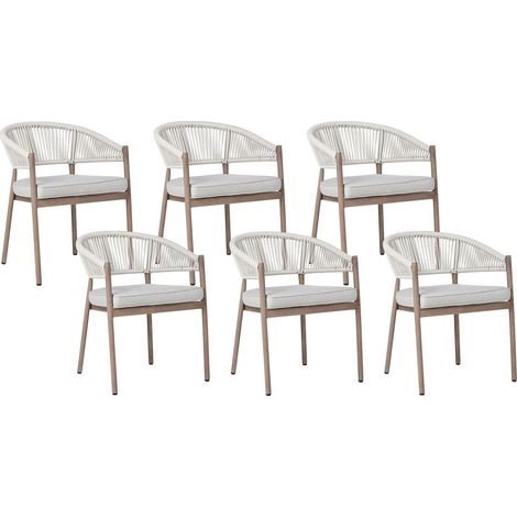 Set di 6 sedie da giardino in metallo alluminio impilabili per esterni Patio legno scuro Flavia (1/5)